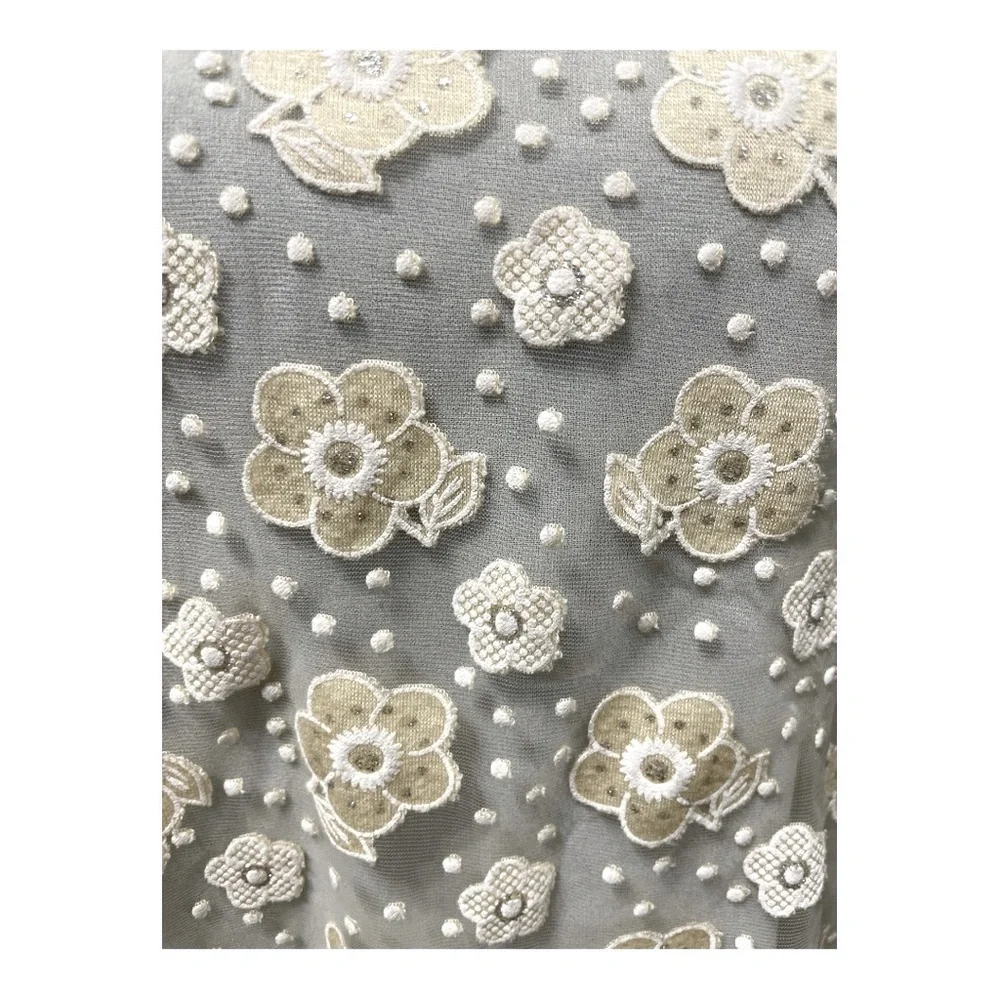 Anthropology Floral Pattern Long Sleeve Beige Blouse Lightweight  lining size M